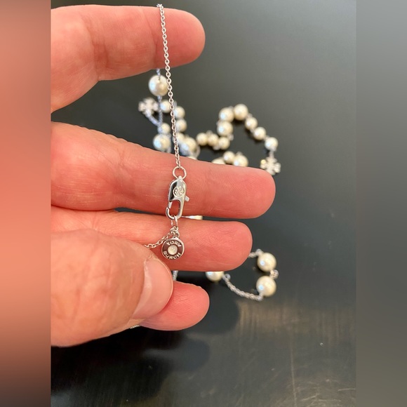 NWT Authentic Luxury Tory Burch Pearl Crystal Rosary Necklace - Picture 16 of 17